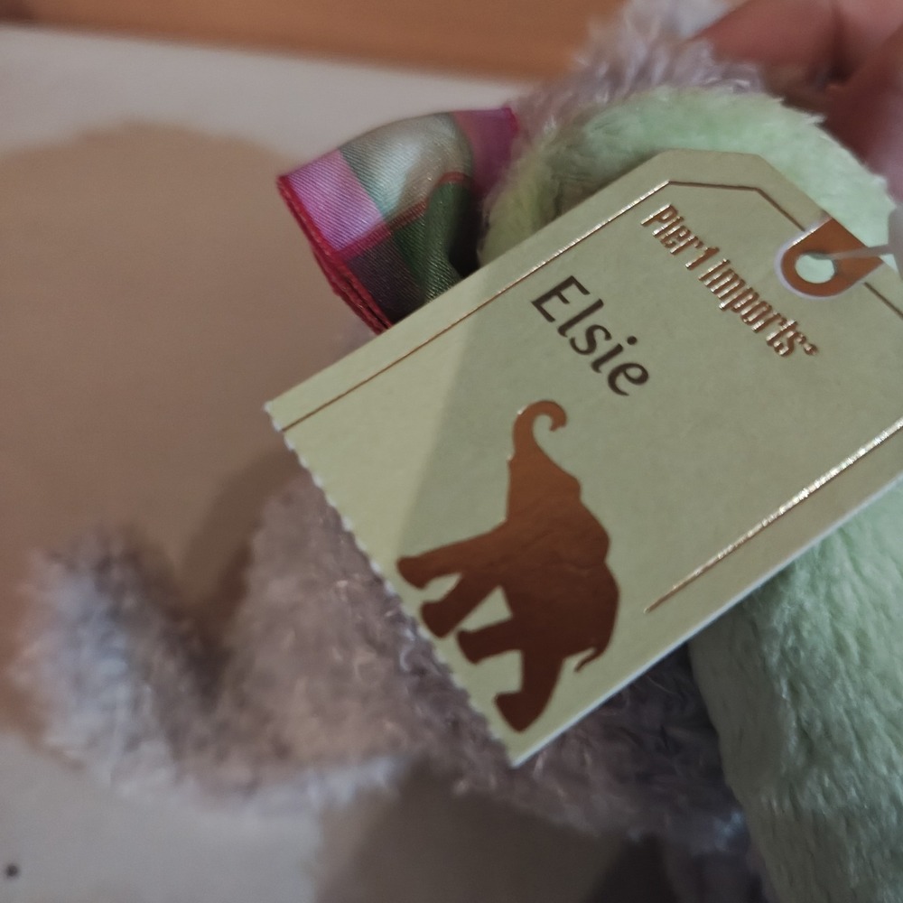 Pier 1‎ imports Elsie plush grey elephant with tags E3 - Picture 3 of 4